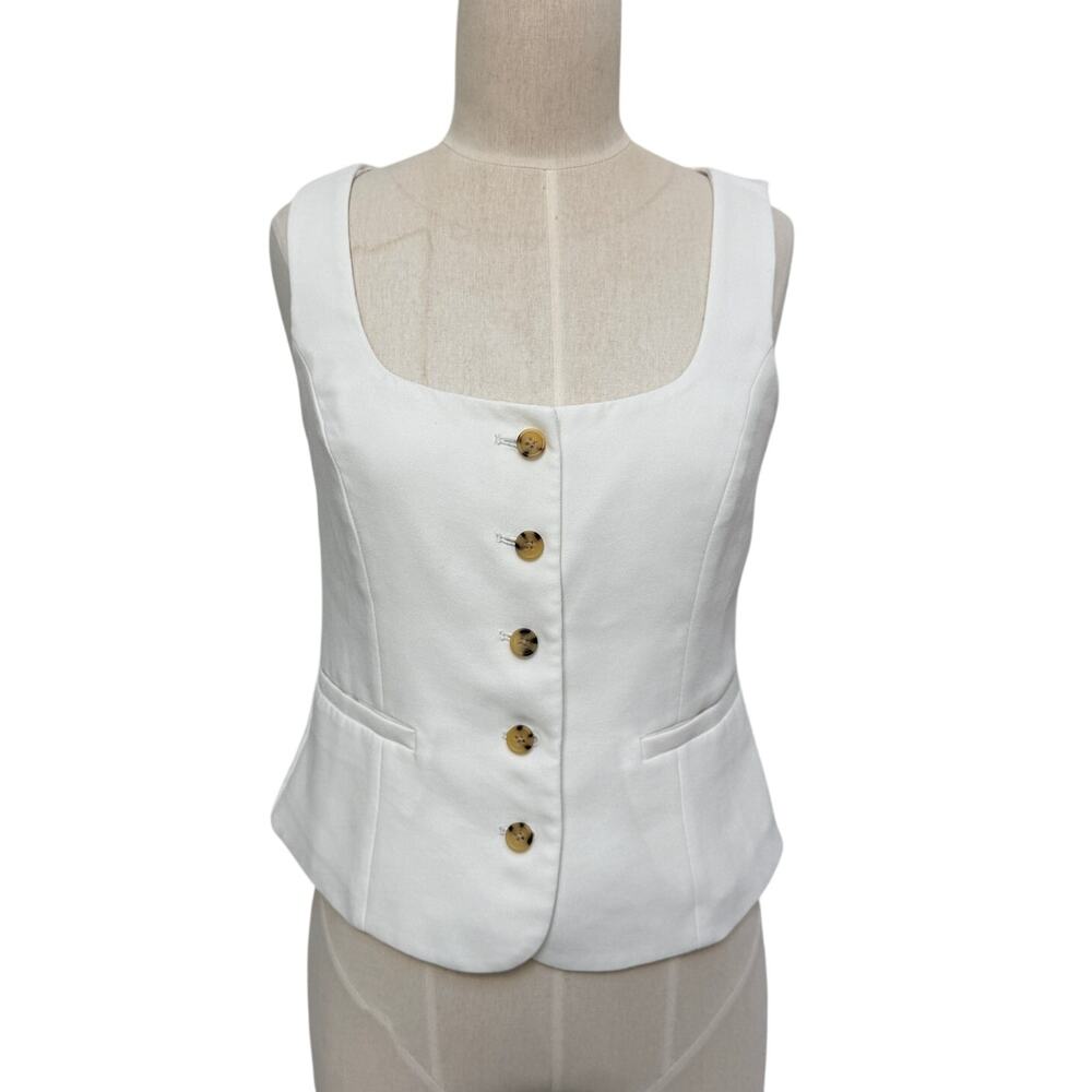 J.Crew Maia Scoopneck Vest Crepe Suiting Classic Minimalist Ivory 2